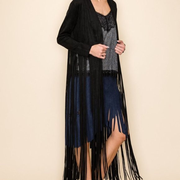 NEW VOCAL suede fringe DUSTER JACKET Woodstock Boho western rodeo cowgirl SM-3X - Picture 5 of 12